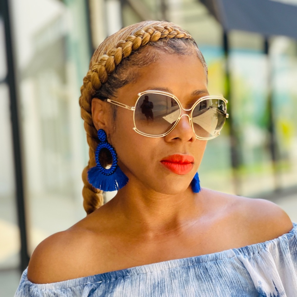 Stylish Blue Tassel Earrings